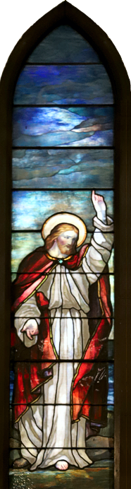 Stained glass image of Jesus